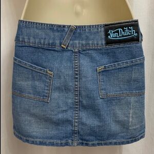 Von Dutch Vintage Y2K Light Blue Denim Mini Skirt